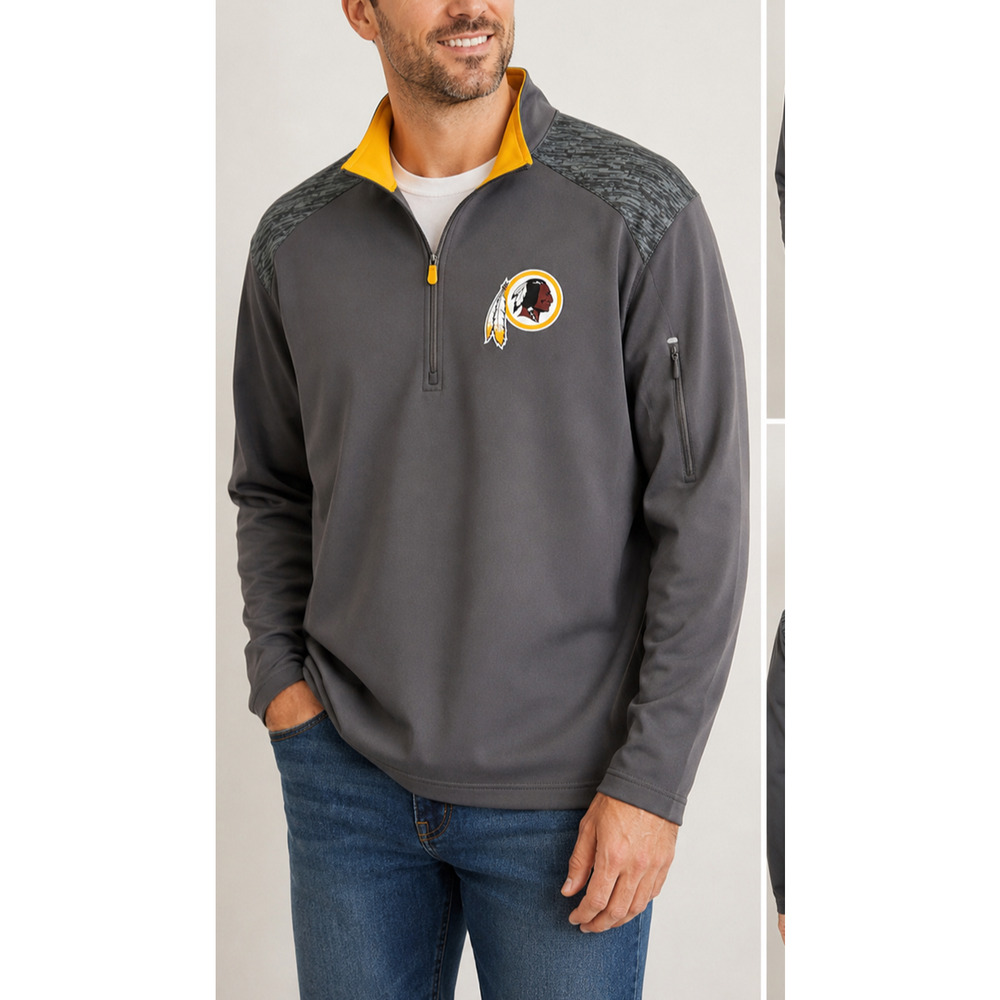 Washington Commanders NFL Team Apparel Pullover Mens XL Gray 1/4 Zip Long Sleeve